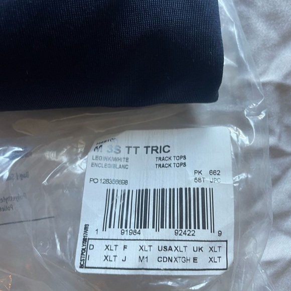 Adidas Men's Essentials Warm-Up 3-Stripes Track Top in Legend Ink/White color - Picture 6 of 6